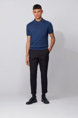 HUGO BOSS Short-sleeved knitted sweater with polo collar