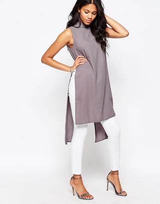 Love Split Back Tunic With High Neck
