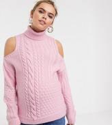 Thumbnail for your product : ASOS DESIGN Maternity cold shoulder cable jumper