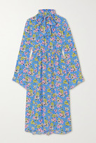 Thumbnail for your product : Les Rêveries Pussy-bow Floral-print Silk-crepe Midi Dress