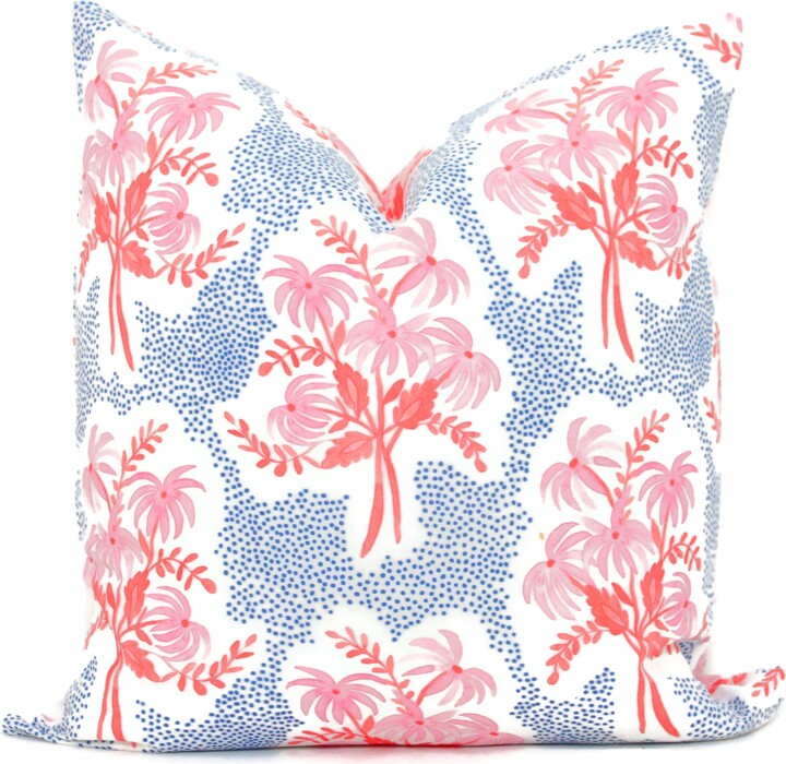 Pink & Blue Pearl's Bouquet Decorative Pillow Cover, Throw Pillow, Accent Sham Blue Pink Floral Pillow Danika Herrick