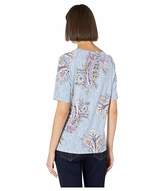 Thumbnail for your product : Tribal Printed Jersey Elbow Sleeve Top w/ Tied Knot