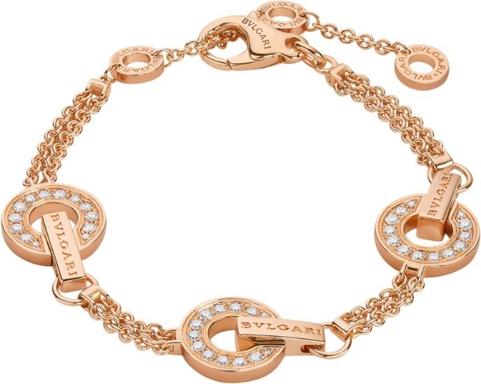 Bvlgari Rose Gold And Diamond Openwork Bracelet - ShopStyle