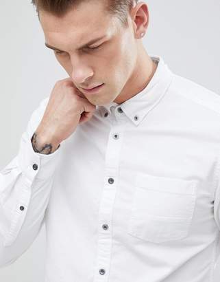 Esprit Slim Fit Oxford Shirt With Button Down Collar In White