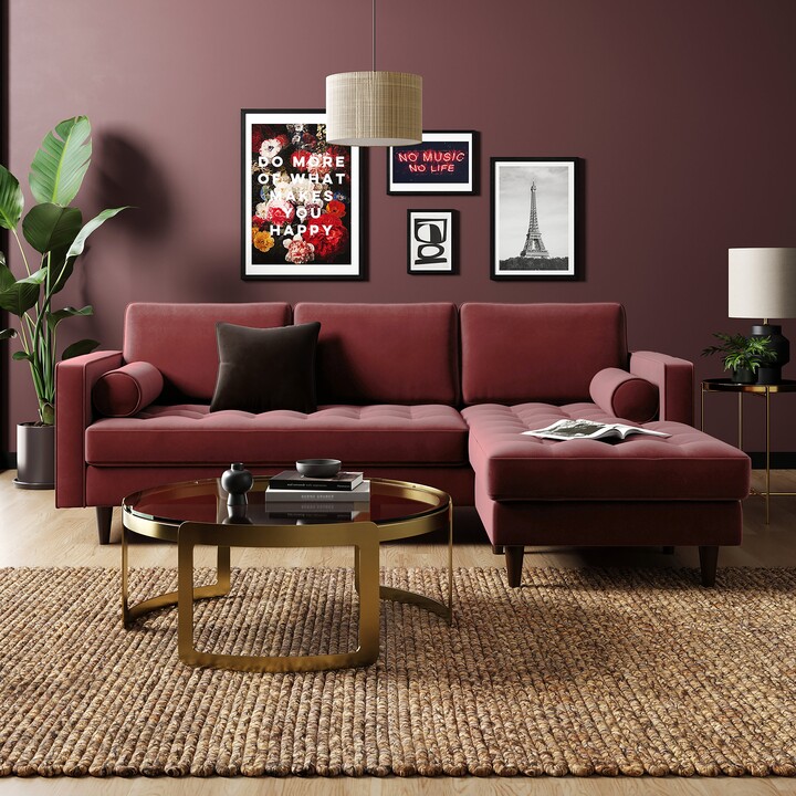 Dunelm Zoe Velvet Corner Chaise Sofa Mulberry ShopStyle
