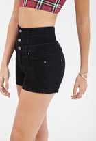 Thumbnail for your product : Forever 21 High-Waisted Buttoned Denim Shorts