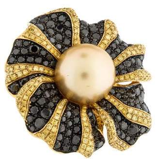 Ring 18K Pearl & Diamond Floral