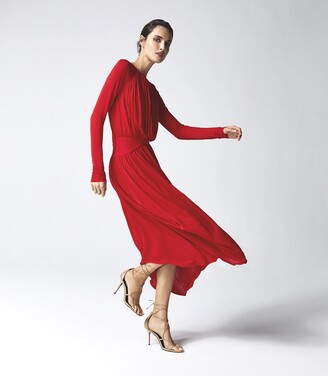 Reiss Savannah - Occasion Midi Dress in Red