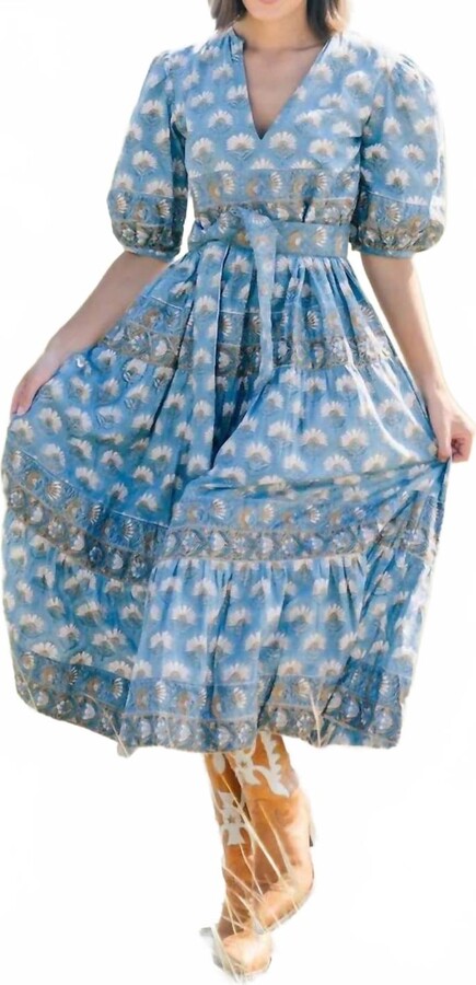 VICTORIA DUNN Oakleigh Midi Dress In Bluestone