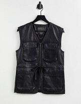 Thumbnail for your product : Muu Baa Muubaa pocket front utility leather vest in black