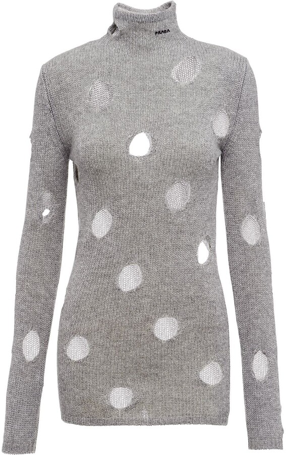 Prada Cut-Out Mock-Neck Jumper - ShopStyle Sweaters