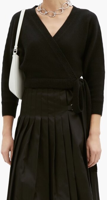 black ballet wrap sweater