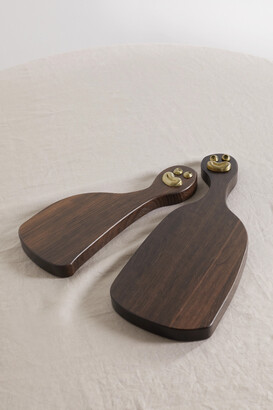 L'OBJET + Haas Brothers Cheese Louise Set Of Two Wood And Gold-tone Serving Boards - Brown