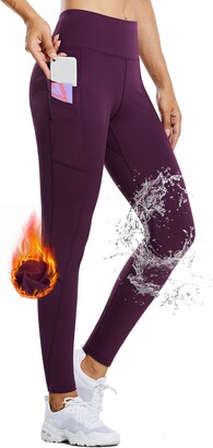 BALEAF Women's Fleece Lined Legging Winter Thermal Insulated High Waisted Running  Tights Cold Weather Thick Pockets Paisley Purple 3XL - ShopStyle Activewear  Trousers