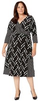 Thumbnail for your product : Lauren Ralph Lauren Plus Size Printed Matte Jersey Carlyna 3/4 Sleeve Day Dress (Black/Dark Fern/Colonial Cream) Women's Clothing