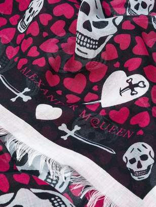 Alexander McQueen skull, dagger and heart print scarf