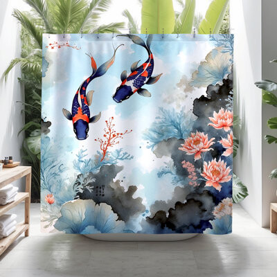 ULLI HOME Boot Koi Fish Shower Curtain