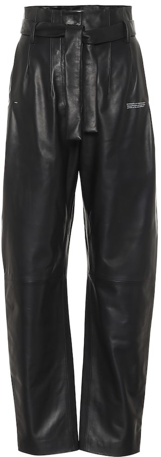 Off-White High-rise straight leather pants - ShopStyle