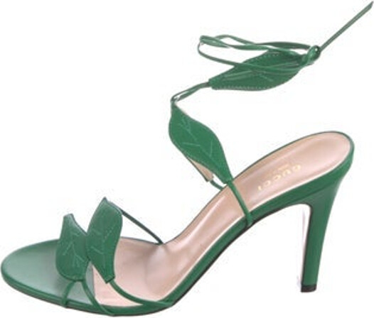 Gucci Leather Sandals Green Wrap-Around Straps & Tie Closures Includes Dust Bag Unfortunately, due to restrictions, this item may not be eligible for shipping in all areas.