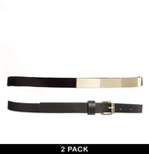 Thumbnail for your product : ASOS 2 Pack Skinny Waist Belt With Plate Detail
