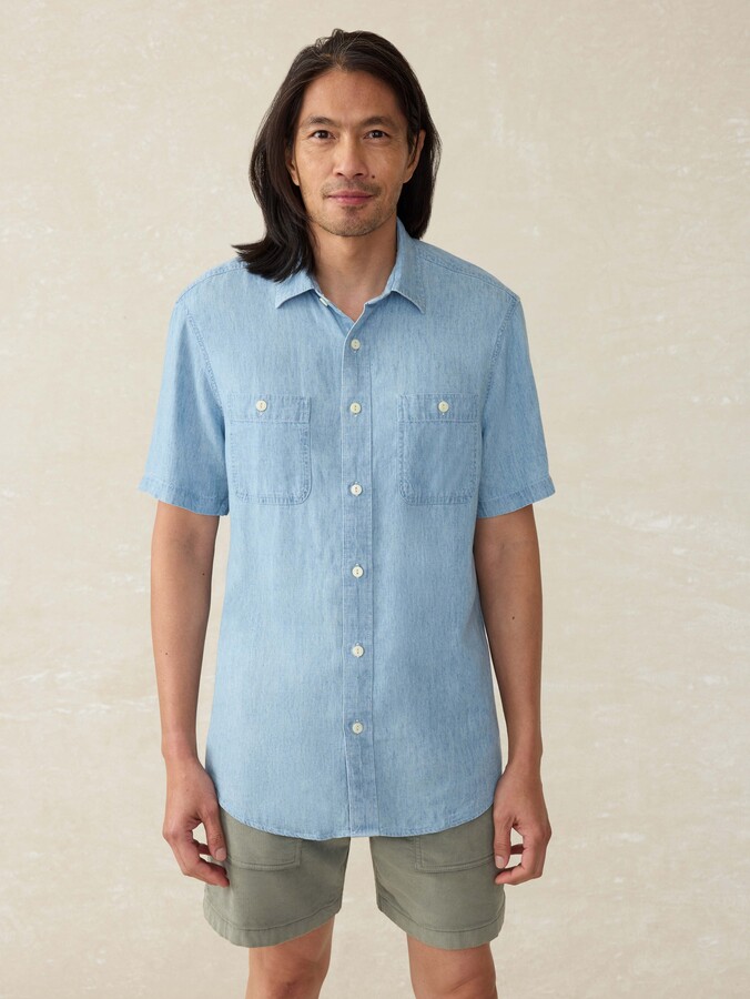 Faherty Short-Sleeve Tried and True Chambray Shirt