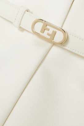 Fendi Belted Satin-trimmed Wool And Silk-blend Crepe Halterneck Vest - White