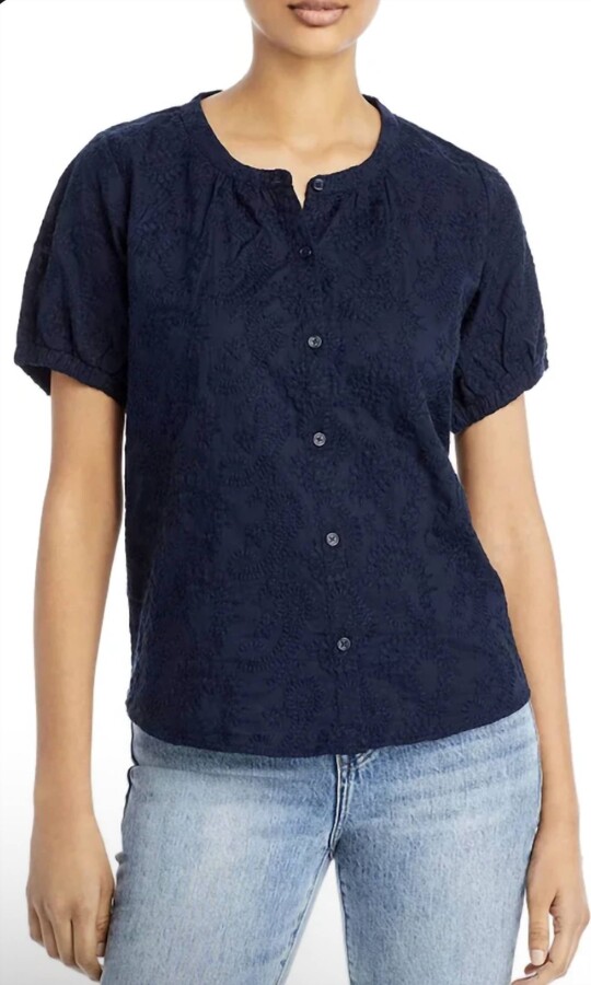 Splendid Fallon Blouse In Navy