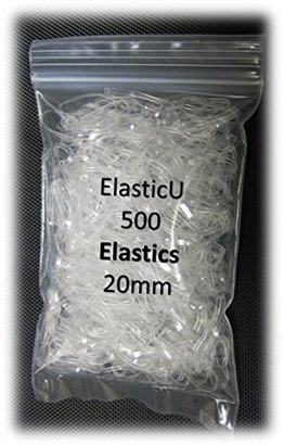 Hair Elastics Clear Pack of 500 Polybands 20mm for Ponytail by ElasticU