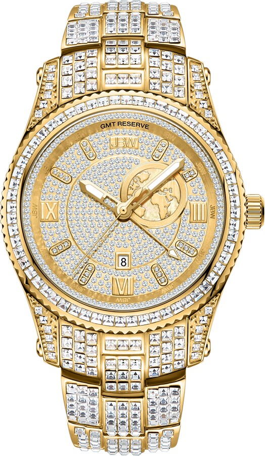 JBW Reserve Jet Setter GMT Diamond & Crystal Bracelet Watch, 46mm