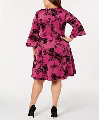NY Collection Plus Size Bell Sleeve Fit & Flare Dress