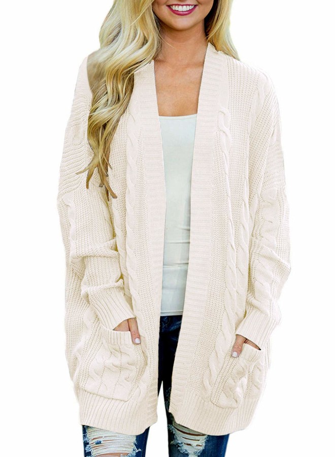 cream long knitted cardigan