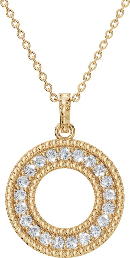 Aya Fine Jewelry Yellow Fourteen Kt Full Pave Circle Diamond Pendant