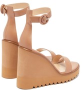 Thumbnail for your product : Gianvito Rossi Eleanor Leather Wedge Sandals - Nude