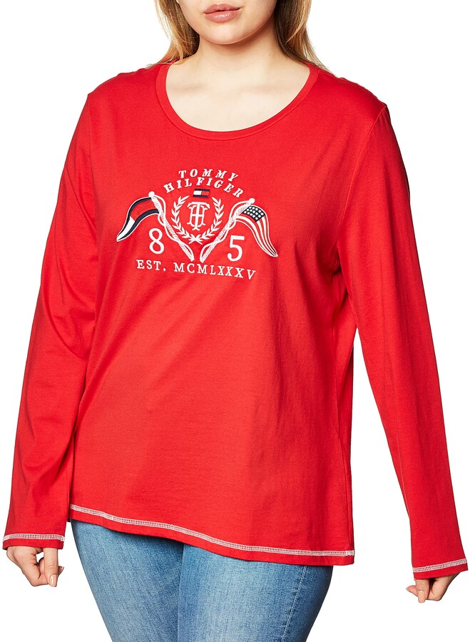 Tommy Hilfiger Women's Short Sleeve Crew Neck Flag Logo T-Shirt - ShopStyle