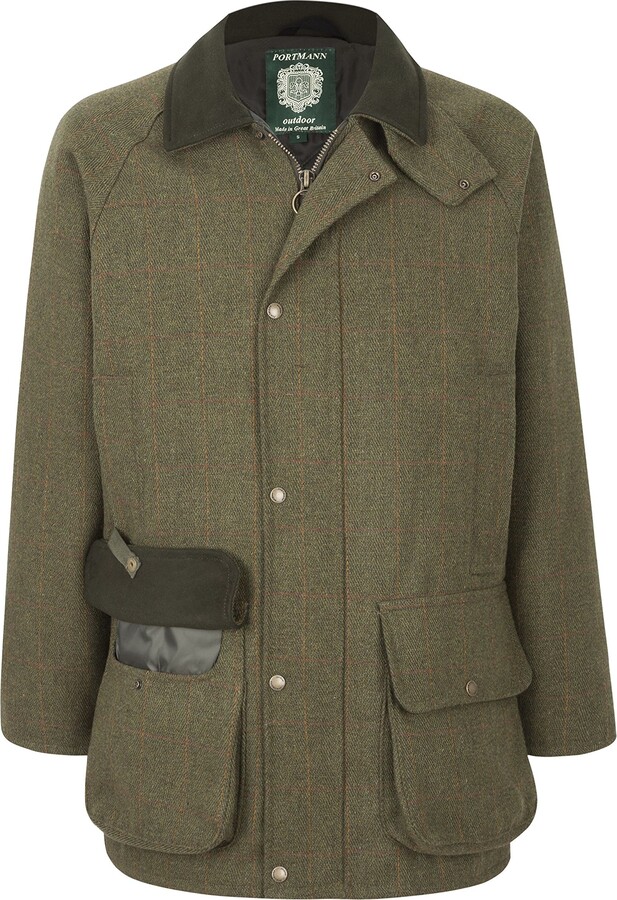 Portmann Mens Malvern Teflon Coated Tweed Jacket Made in UK (Dark Green