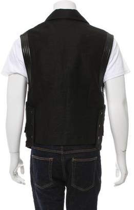 Sandro Leather-Trimmed Linen Vest