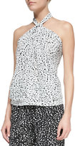 Thumbnail for your product : Robert Rodriguez Silk Chalk-Print Halter Top