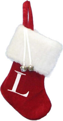 Kurt Adler Monogrammed L Miniature Christmas Stocking, 7in
