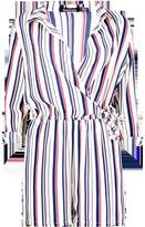 Thumbnail for your product : boohoo Adelle Striped Shirt Style Tie Side Playsuit