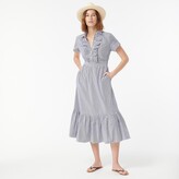 Thumbnail for your product : J.Crew Ruffle-front midi dress in striped cotton poplin
