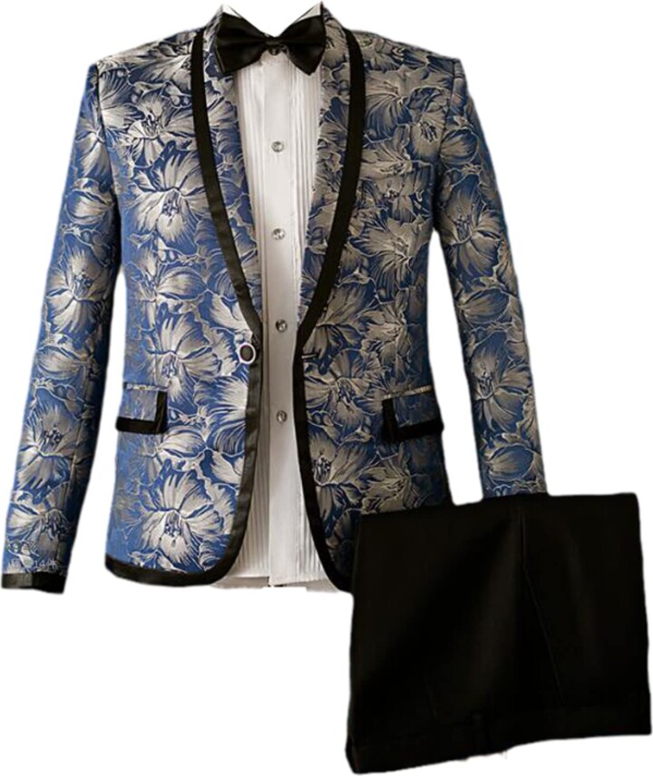 MAFSMJP Men's Performance Suit Stage Singer Pattern Dress Host