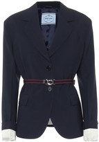Thumbnail for your product : Prada Belted wool-twill blazer