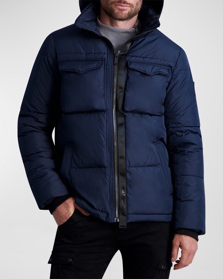 Karl Lagerfeld Paris Men's Puffer Jacket with Hidden Hood ShopStyle