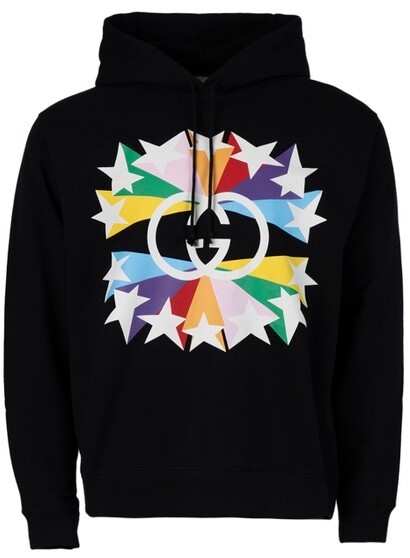 Gucci Rainbow Logo Hoodie Jumper Black - ShopStyle