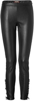 Thumbnail for your product : Roberto Cavalli Leather/Cotton Leggings in Black Gr. 36