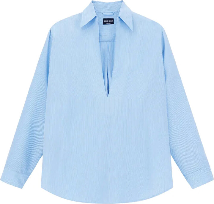 Giorgio Armani striped V-neck shirt