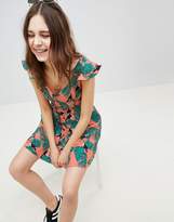 Thumbnail for your product : Glamorous Mini Tea Dress With Tie Waist In Toucan Print