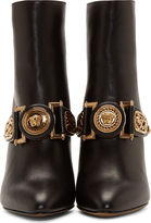 Thumbnail for your product : Versace Black Calfskin Gold Medusa Medallion Stiletto Boots