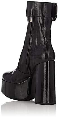 Saint Laurent Women's Billy Eel Skin Platform Ankle Boots - Black