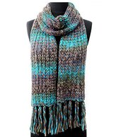 Thumbnail for your product : La Fiorentina Teal Combo Chunky Marbled Knit Muffler With Fringe
